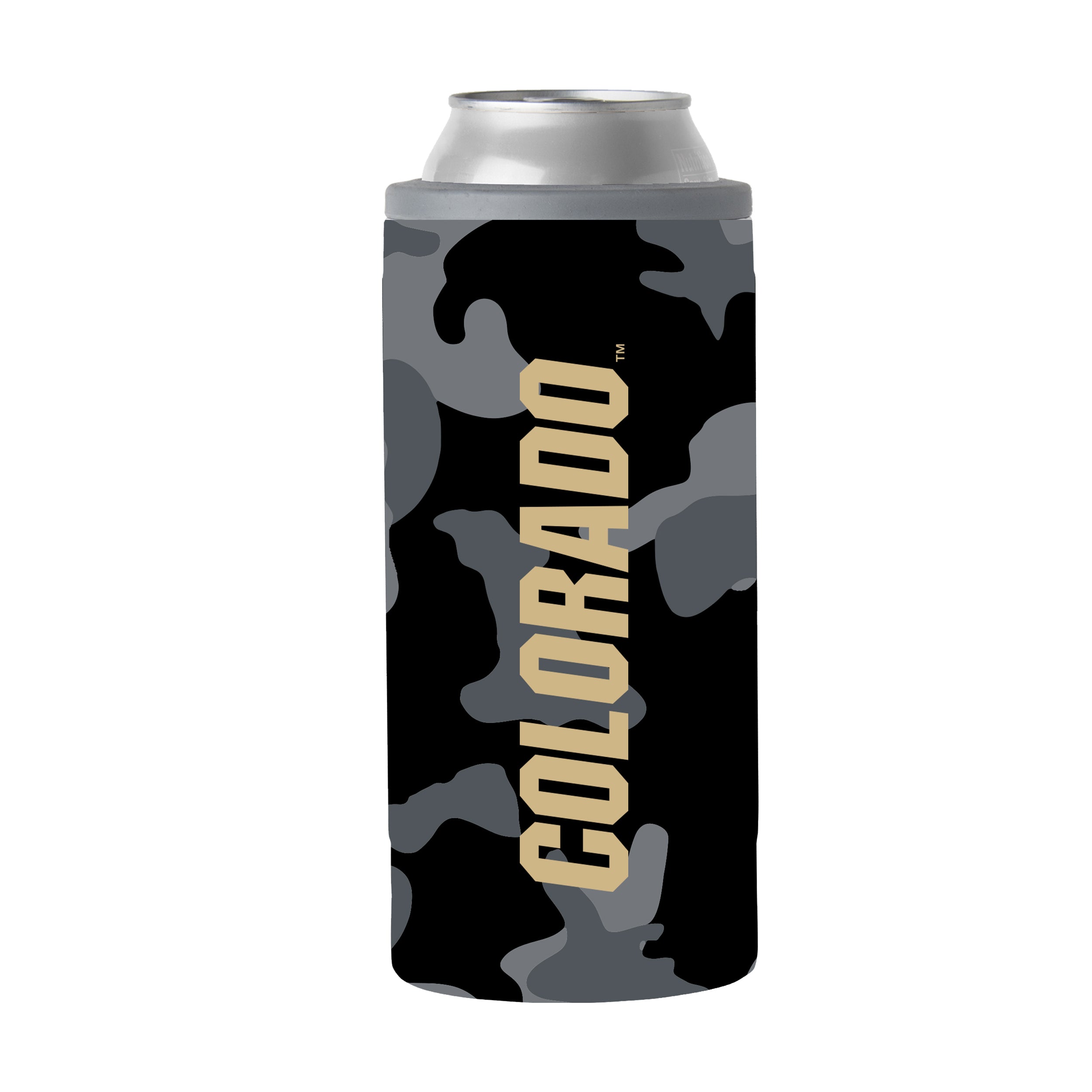 Colorado Black Camo 12oz Slim Can Coolie