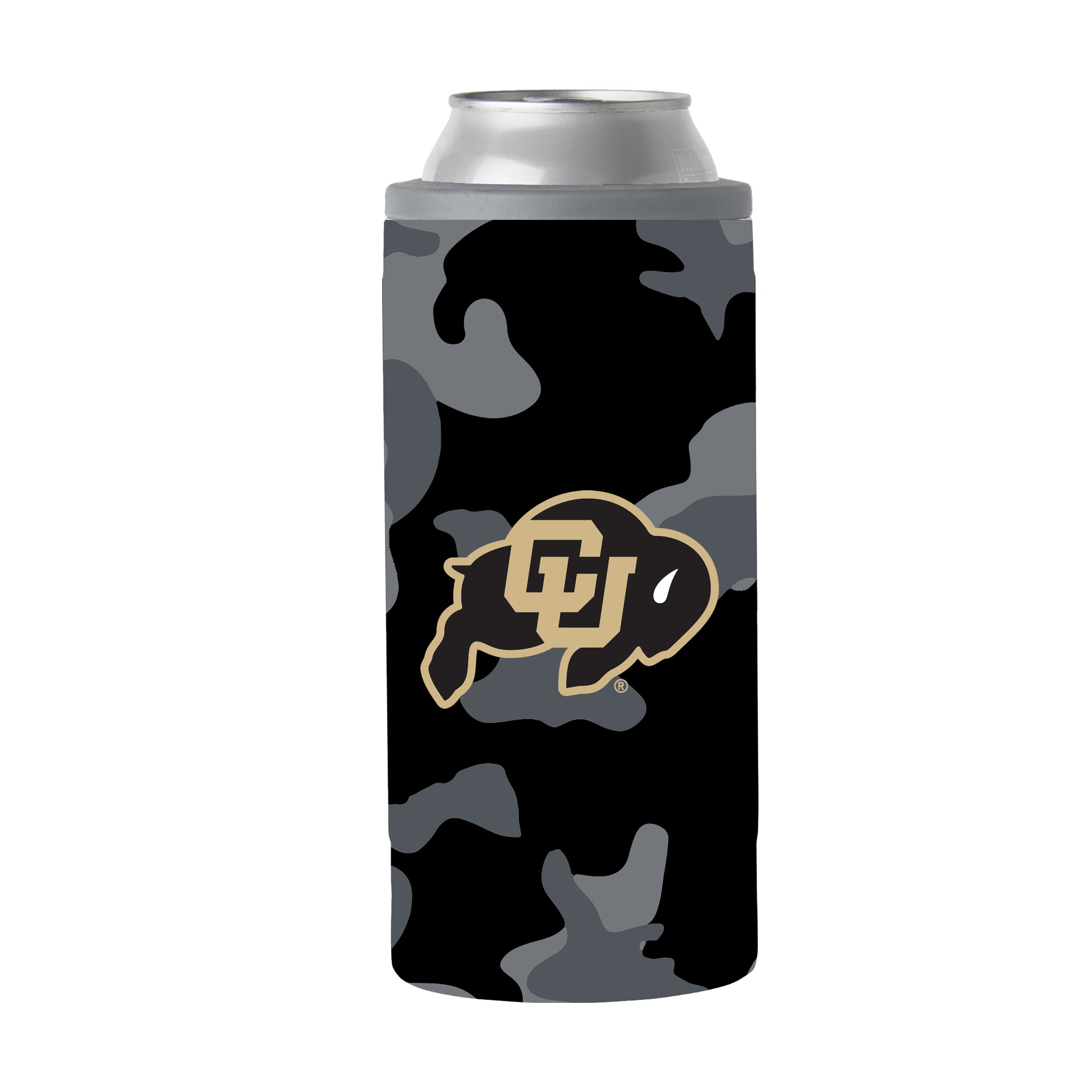 Colorado Black Camo 12oz Slim Can Coolie