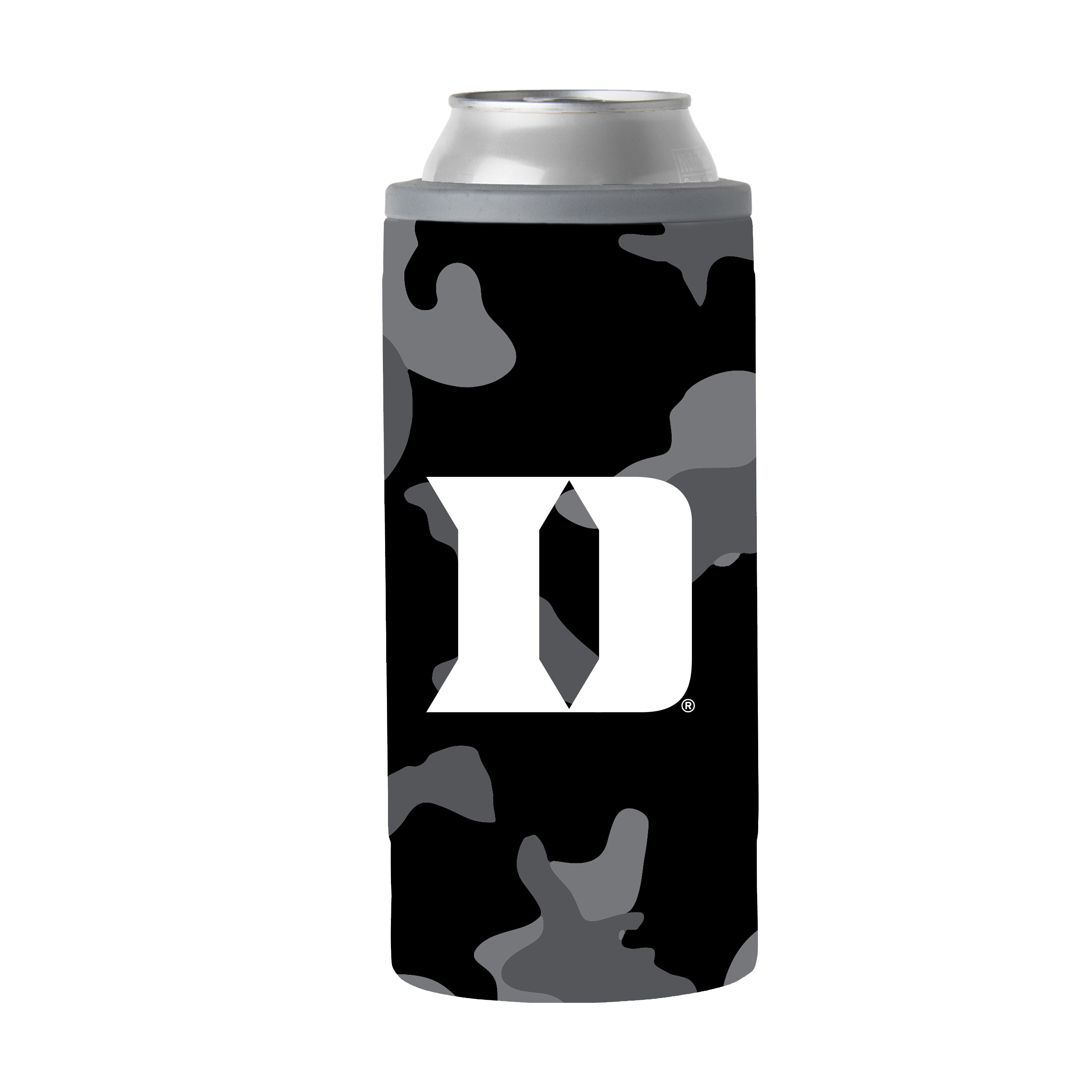 Duke Black Camo 12oz Slim Can Coolie