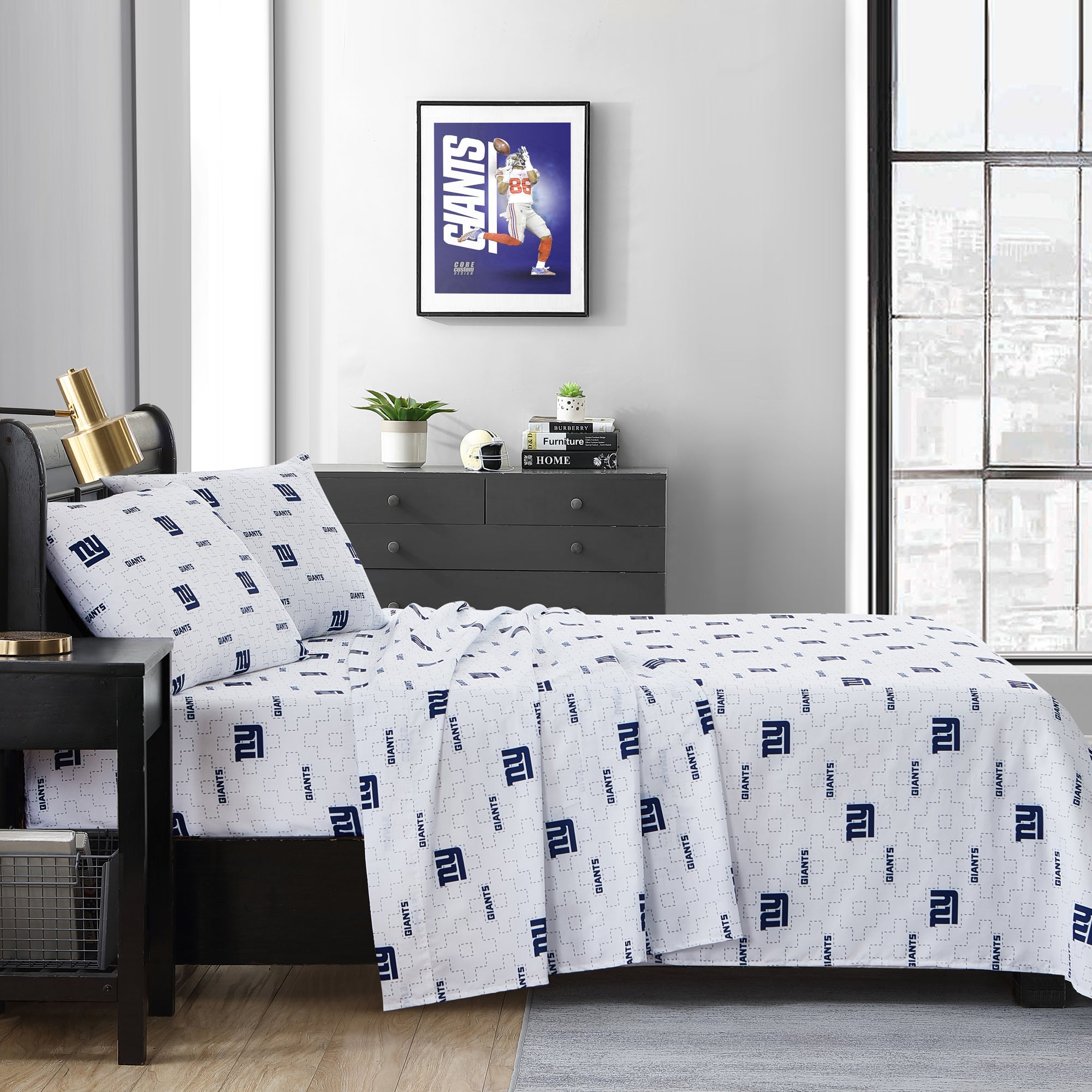 New York Giants Scatter Bedding Sheet Set Queen
