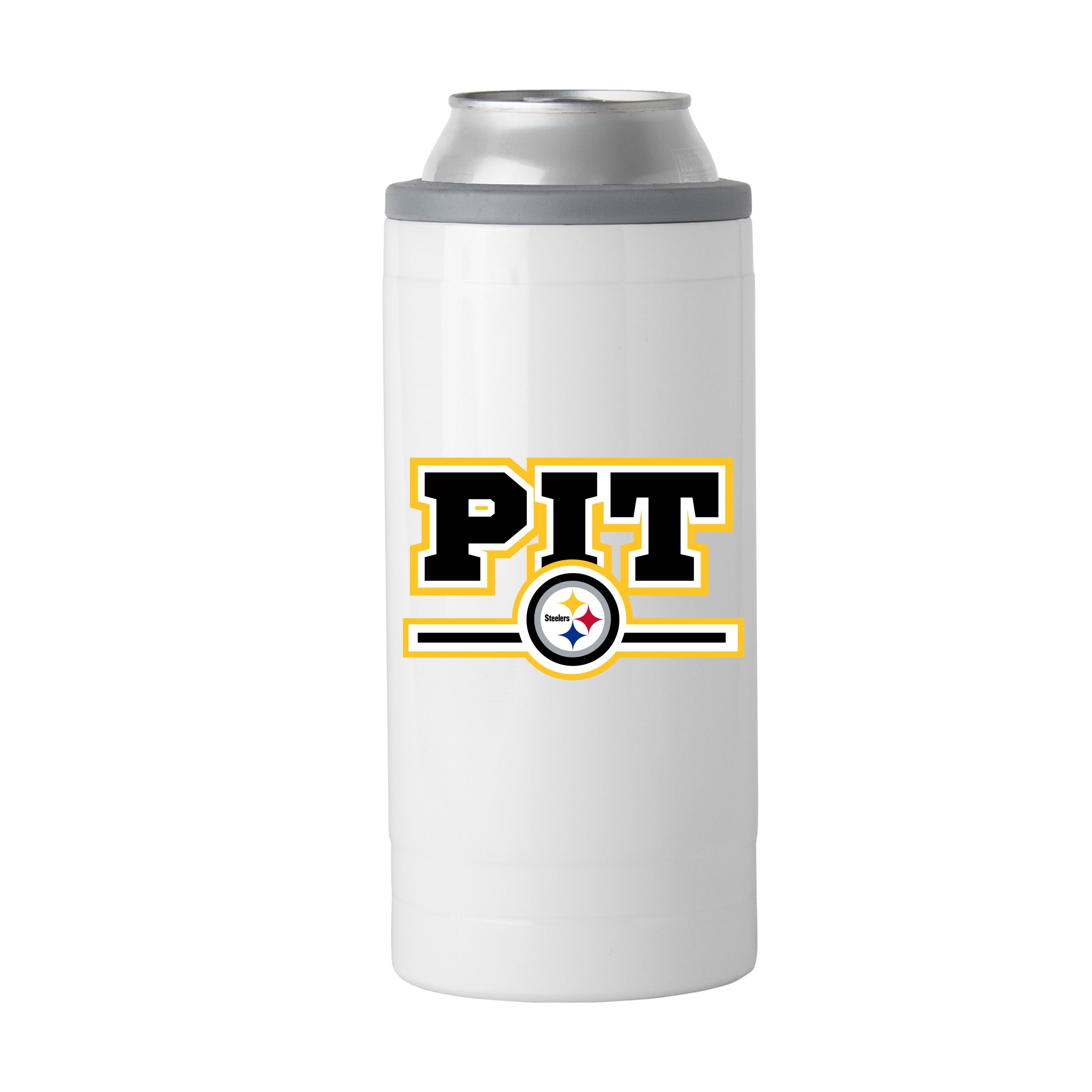 Pittsburgh Steelers Letterman 12 oz Slim Can Coolie