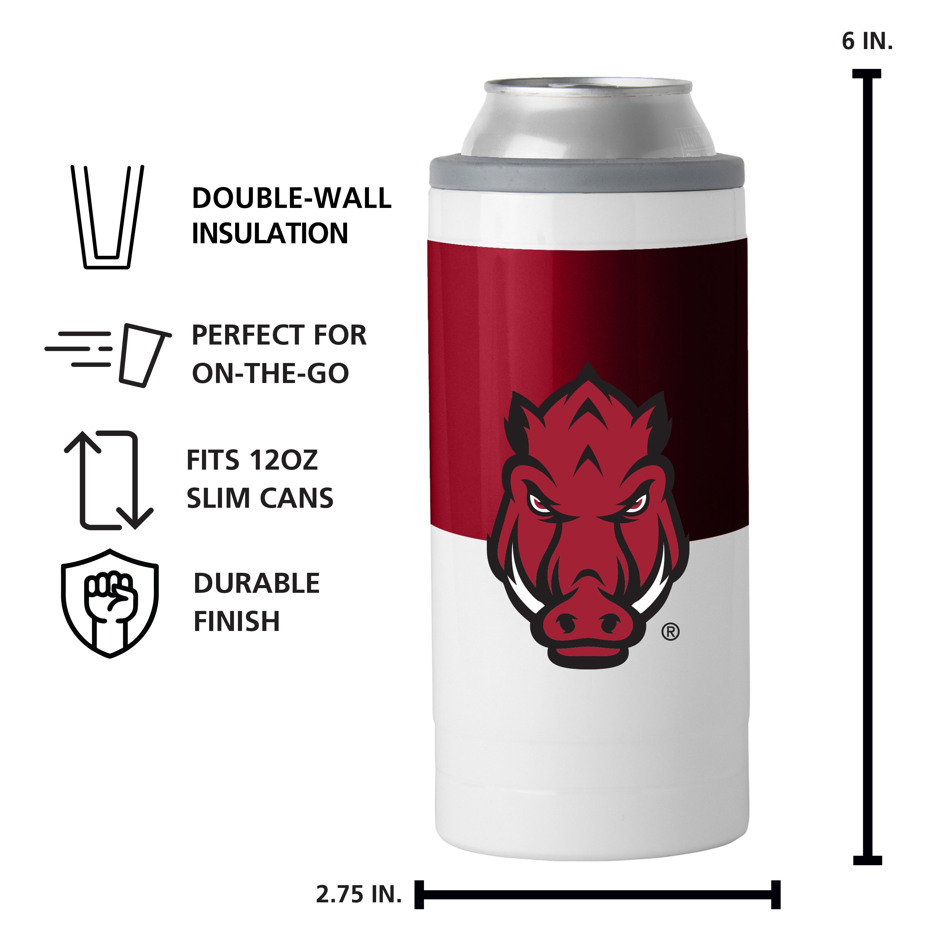 Arkansas 12oz Colorblock Slim Can Coolie