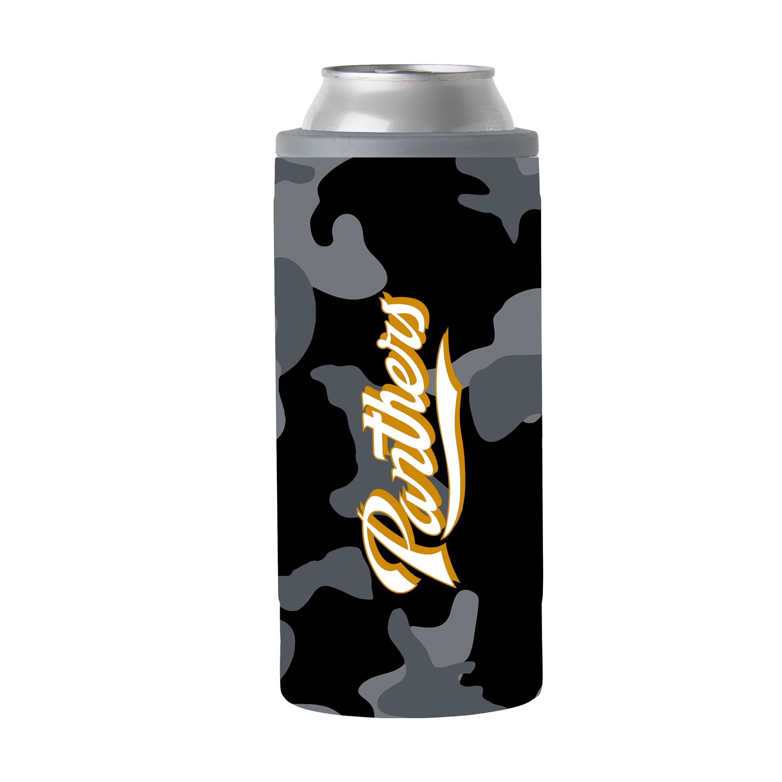 Florida Int'l Black Camo 12oz Slim Can Coolie