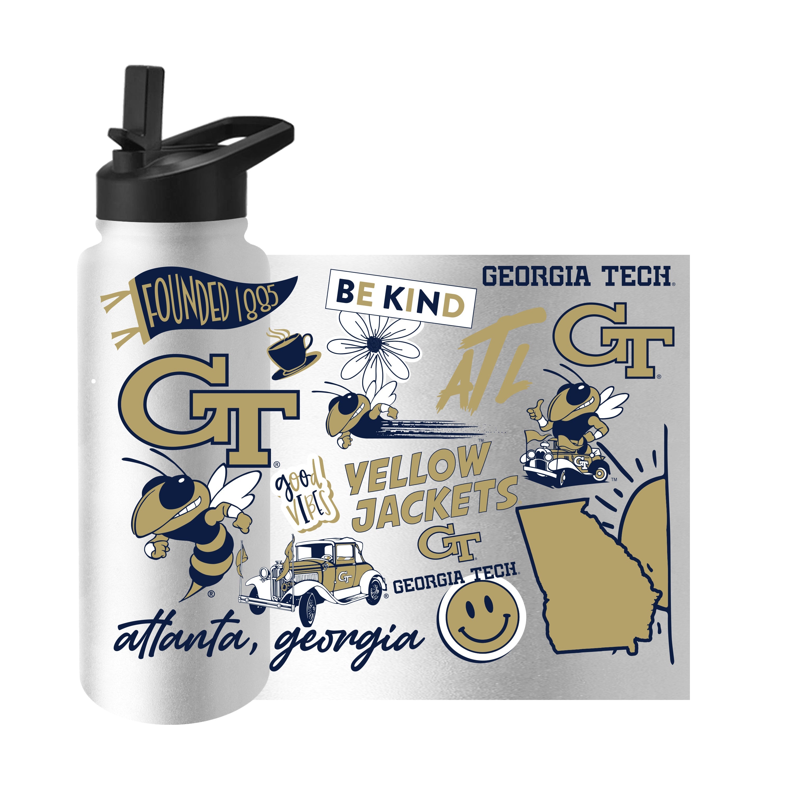 Georgia Tech 34oz Native Quencher Bottle - Logo Brands