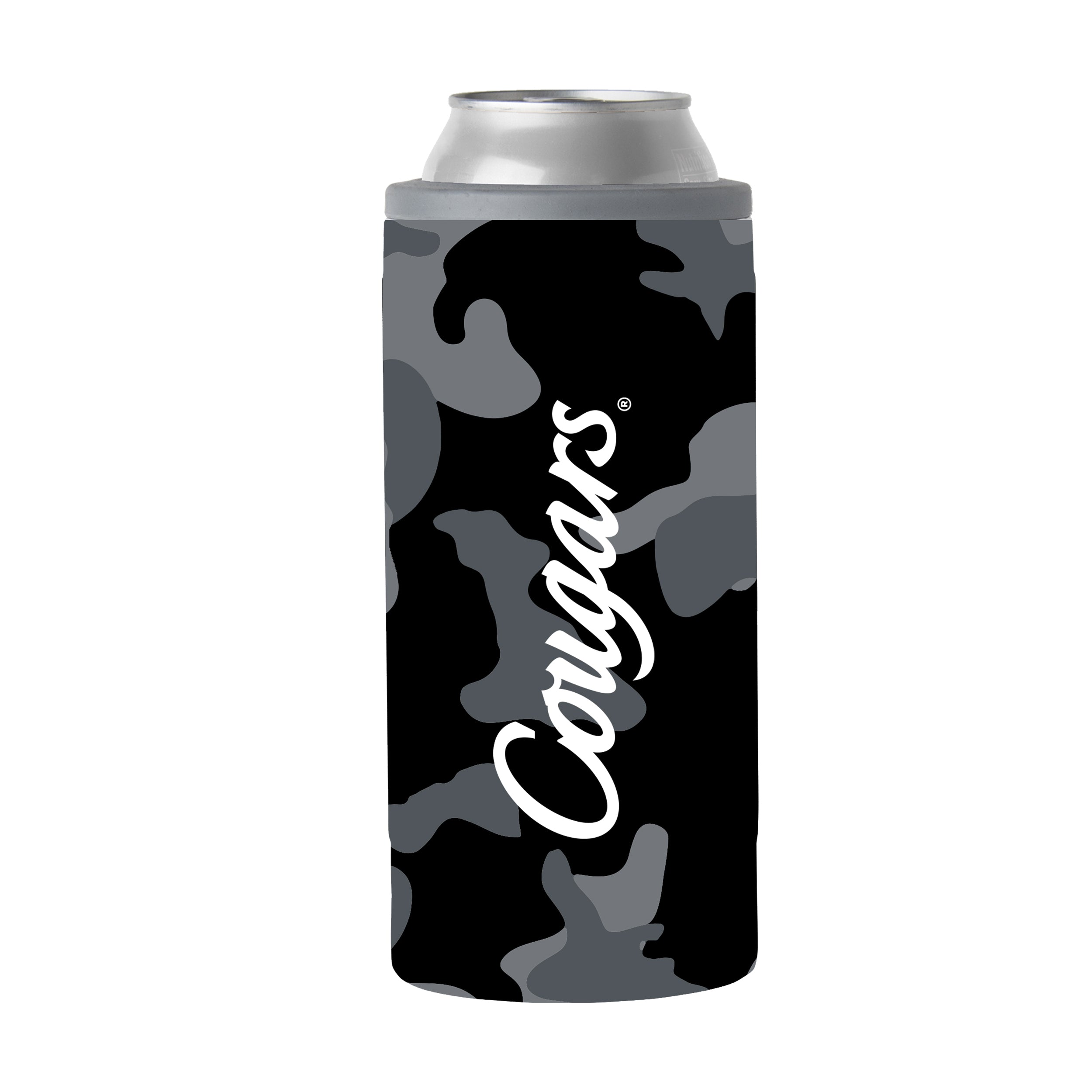 Houston Black Camo 12oz Slim Can Coolie
