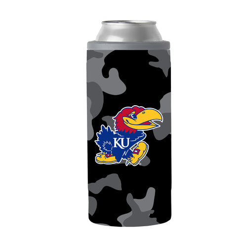 Product Image for Kansas Black Camo 12oz Slim Can Coolie