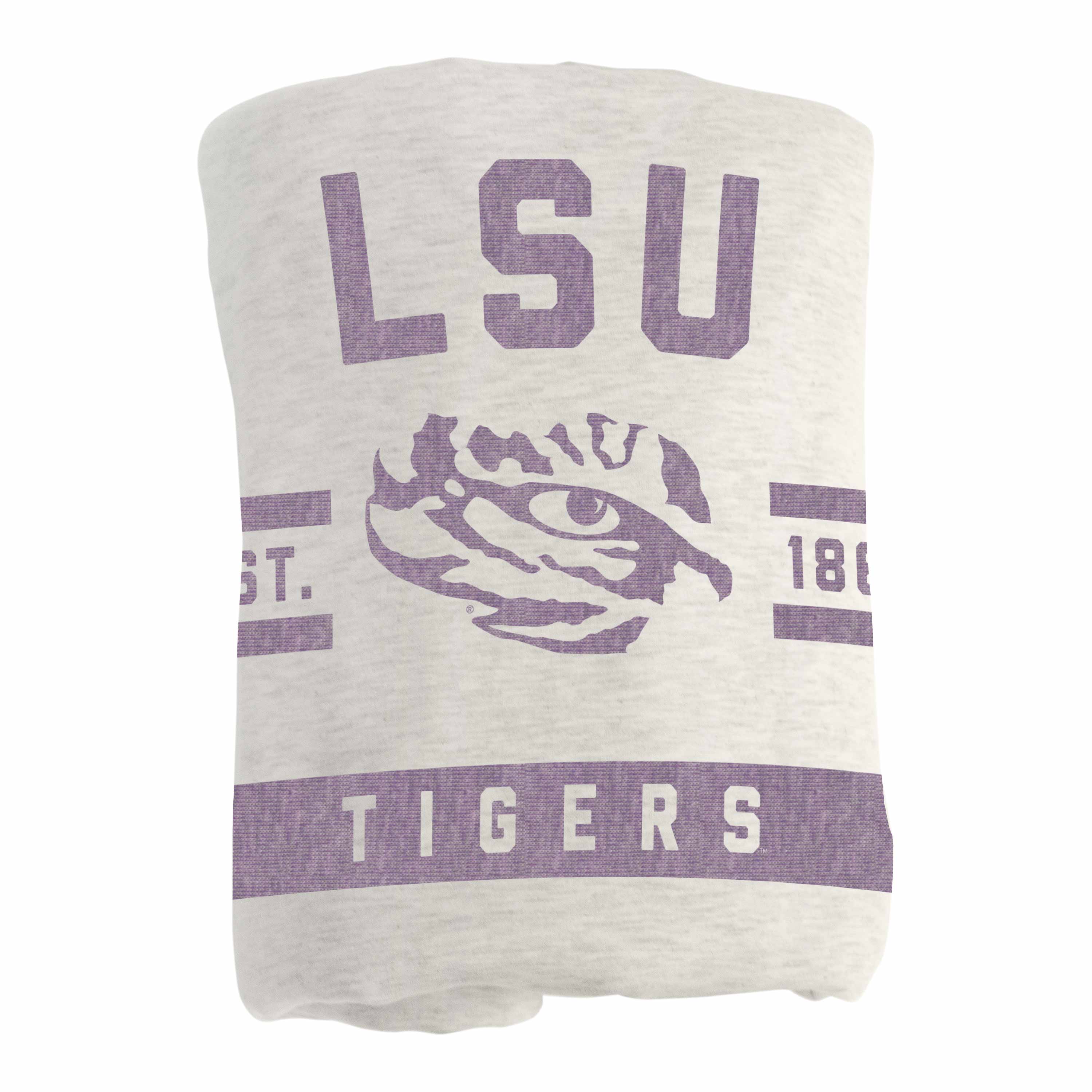 LSU Oatmeal Sweatshirt Blanket - Logo Brands