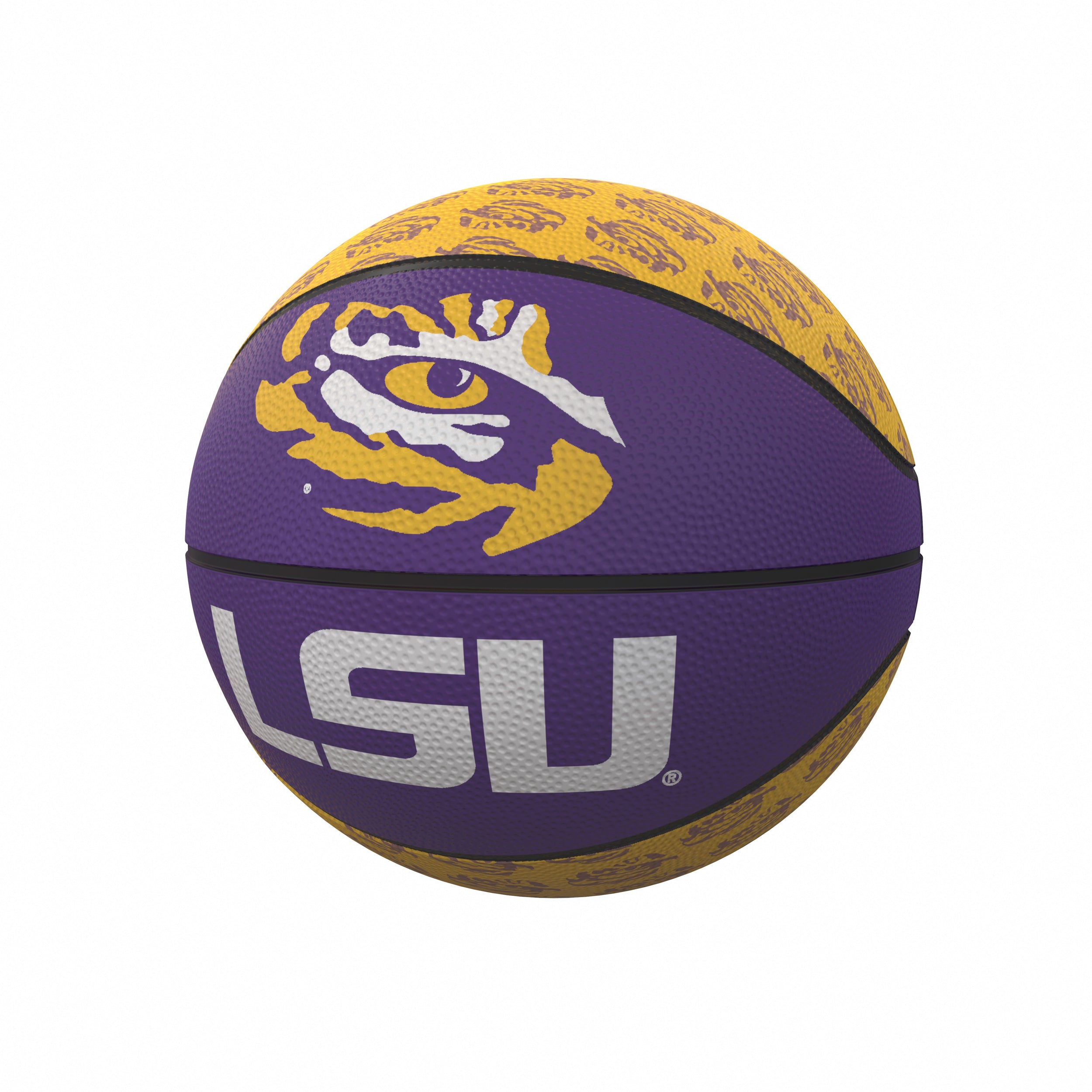 LSU Repeating Logo Mini-Size Rubber Basketball - Logo Brands