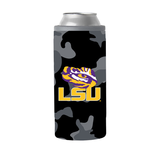 Product Image for LSU Black Camo 12oz Slim Can Coolie