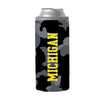 Michigan Black Camo 12oz Slim Can Coolie