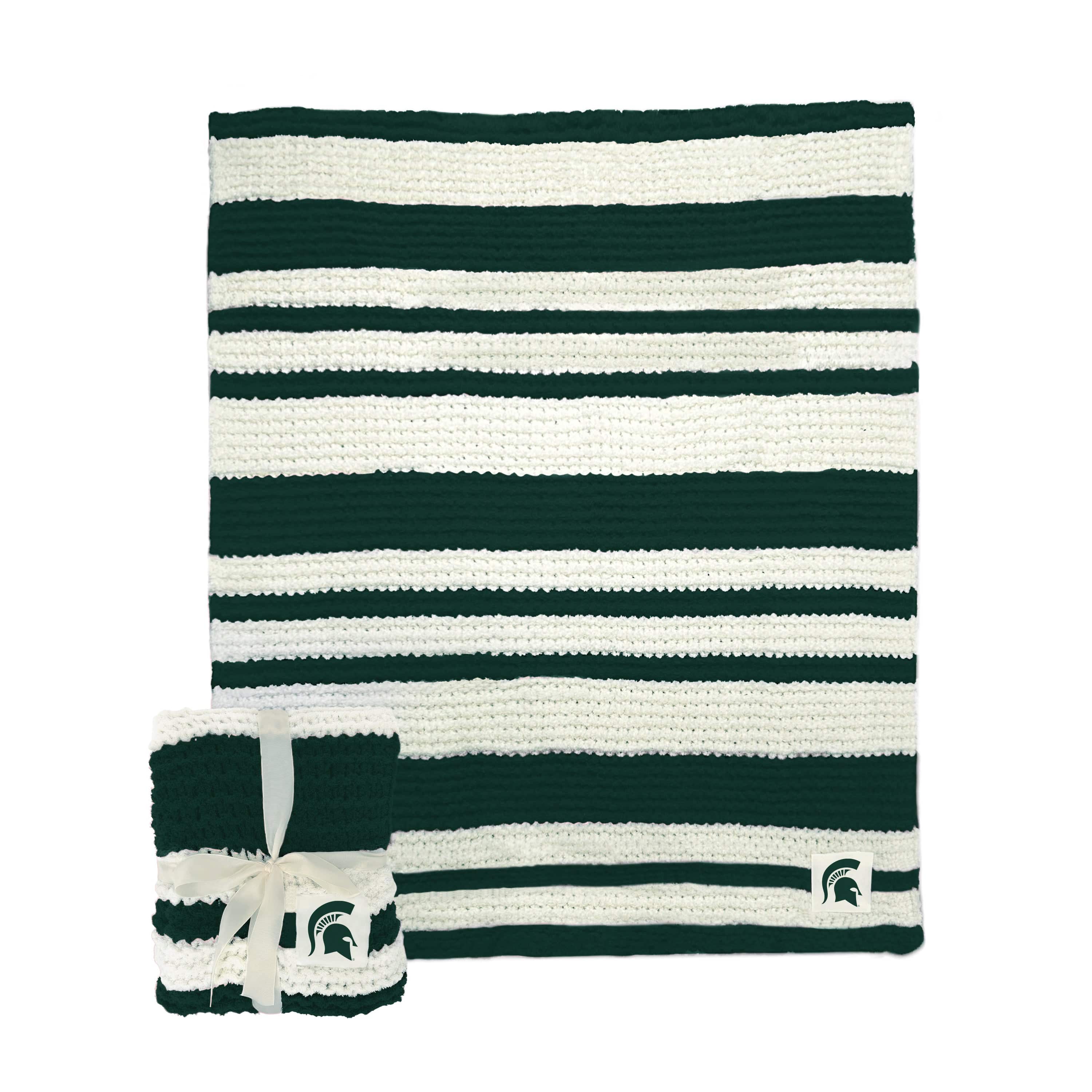 Michigan State Cable Knit Throw