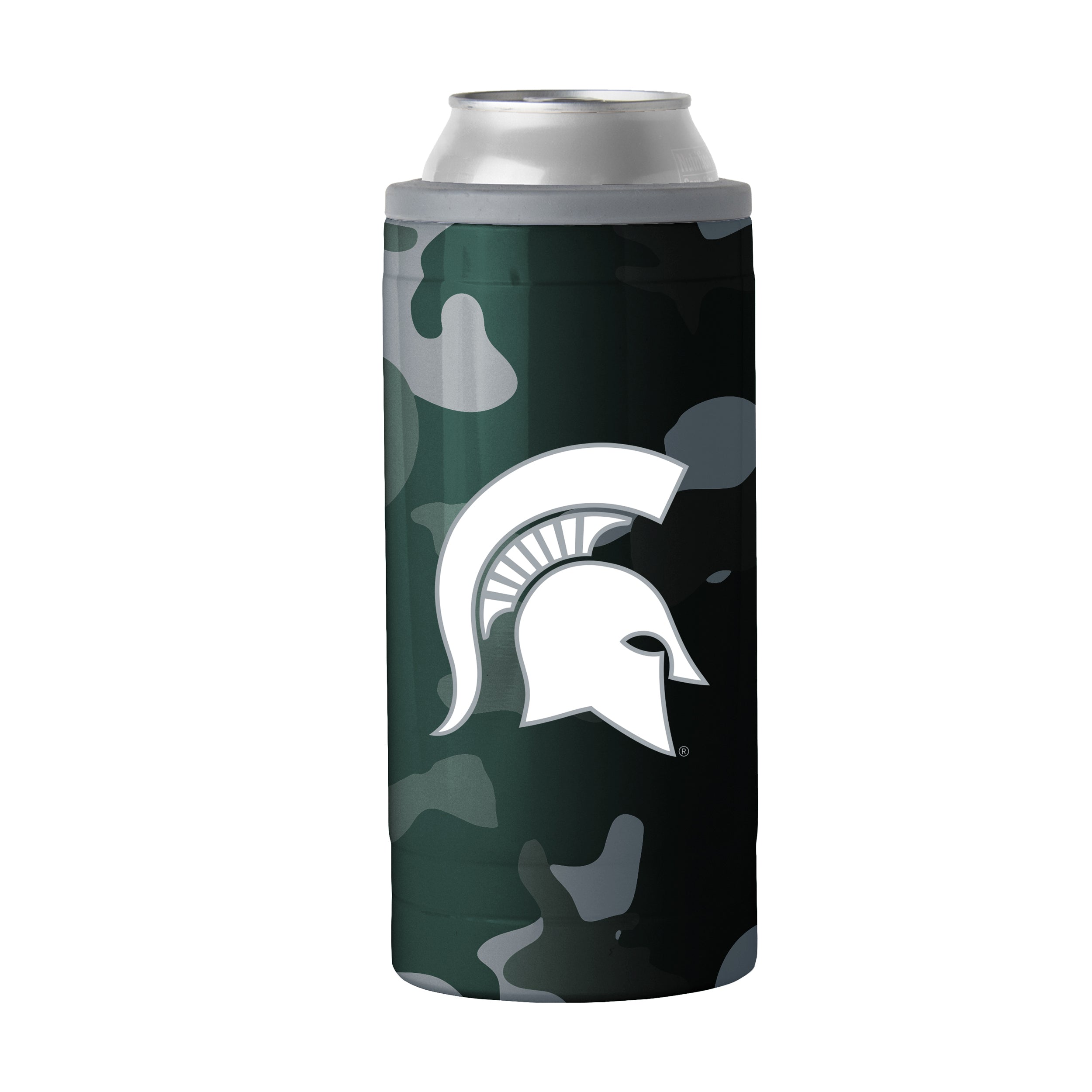 MI State Camo Swagger 12oz Slim Can Coolie