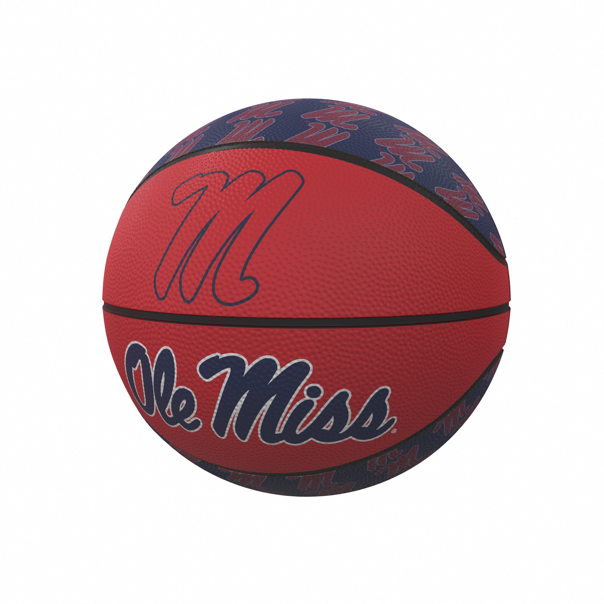 Ole Miss Repeating Logo Mini-Size Rubber Basketball - Logo Brands