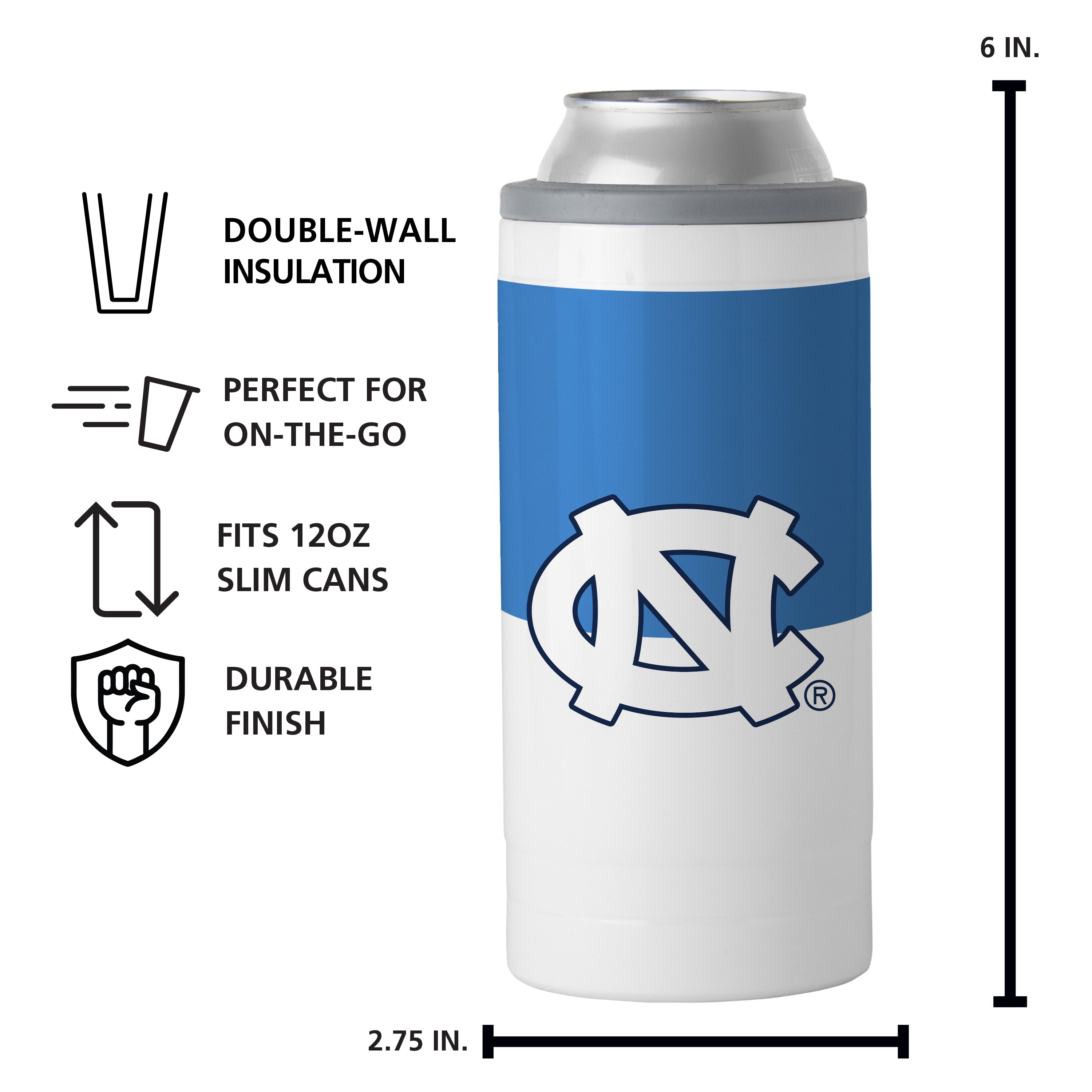 North Carolina 12oz Colorblock Slim Can Coolie