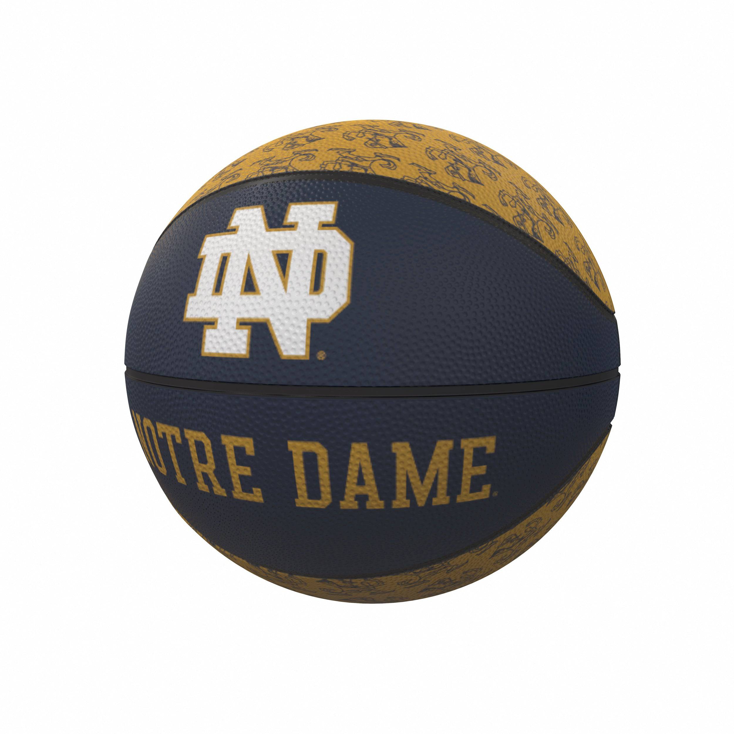 Notre Dame Repeating Logo Mini-Size Rubber Basketball - Logo Brands