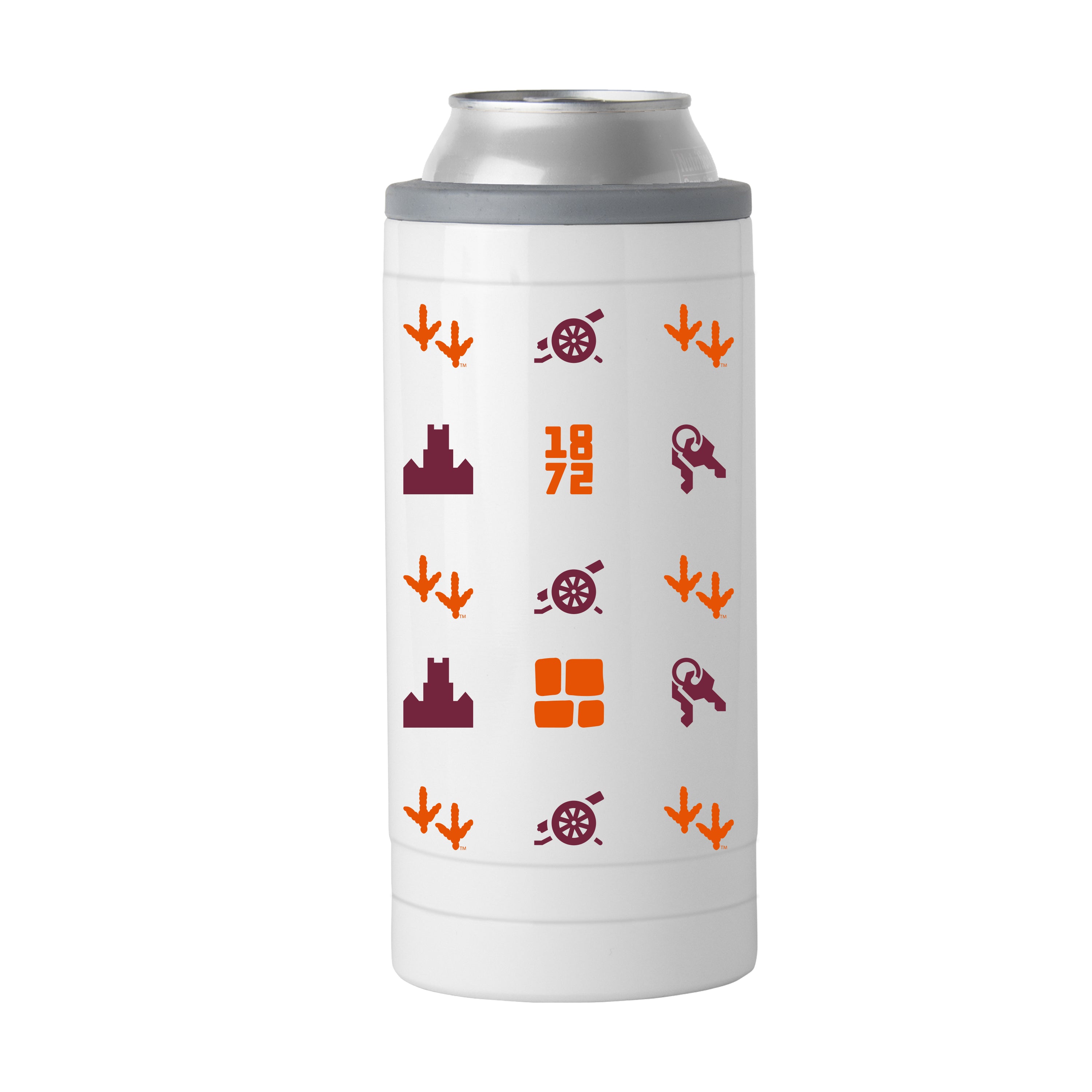 Virginia Tech 12oz Team Pattern Slim Can Coolie