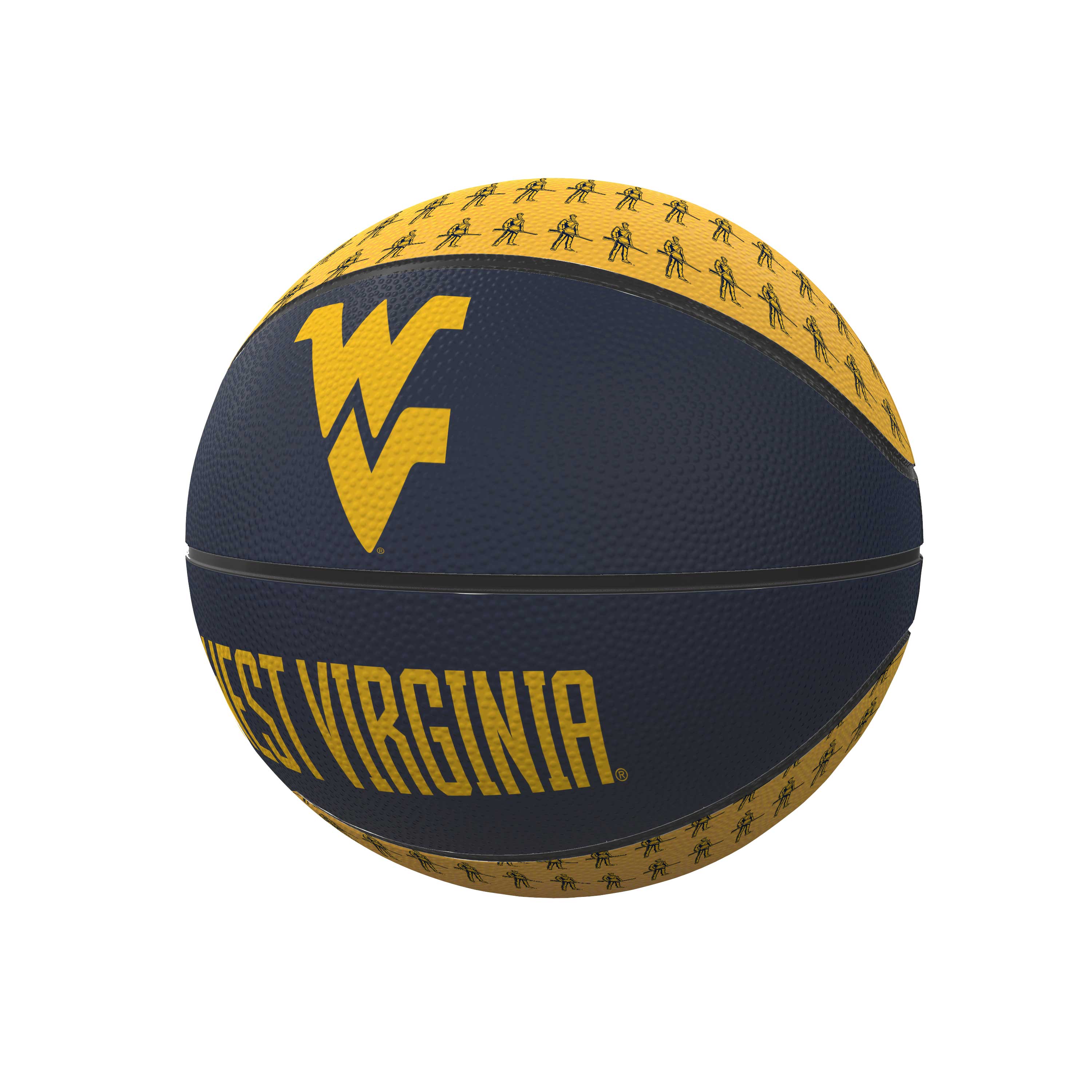 West Virginia Repeating Logo Mini-Size Rubber Basketball - Logo Brands