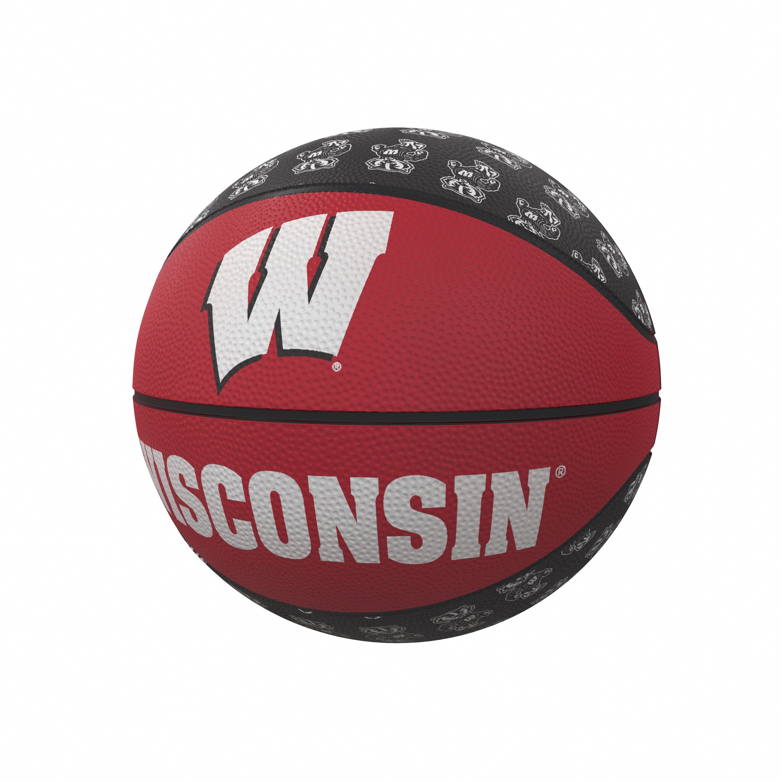 Wisconsin Repeating Logo Mini-Size Rubber Basketball - Logo Brands