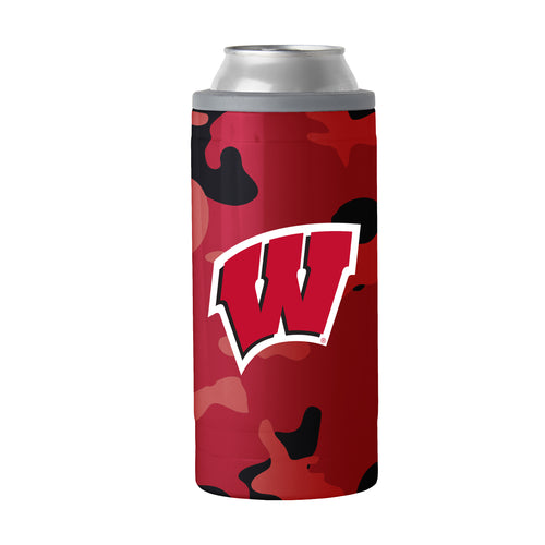 Product Image for Wisconsin 12oz Camo Swagger Slim Can Coolie