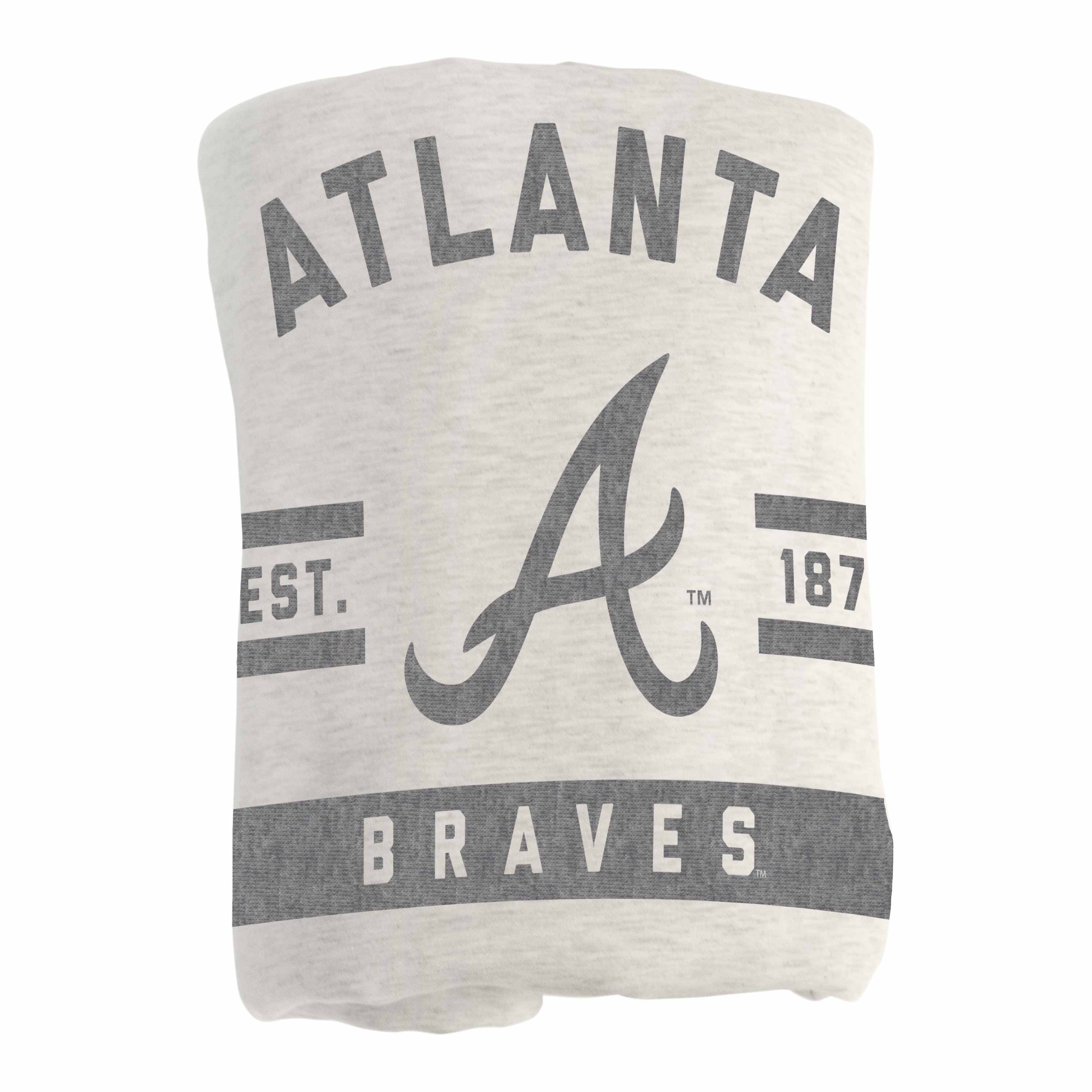 Atlanta Braves Oatmeal Sweatshirt Blanket - Logo Brands