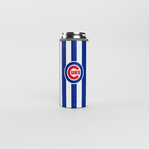Product Image for Chicago Cubs 12oz Striped Powdercoat SlimCan Coolie