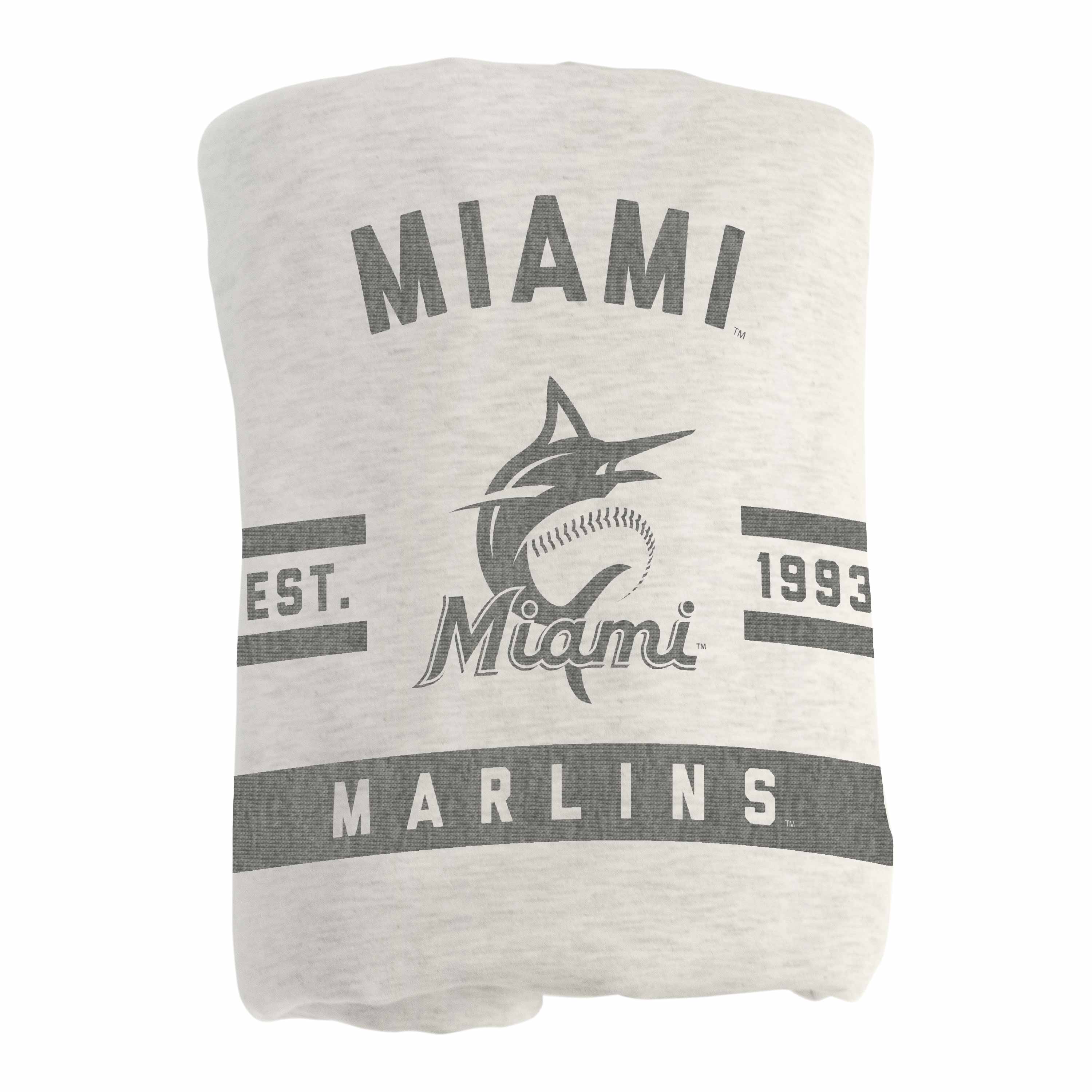 Miami Marlins Oatmeal Sweatshirt Blanket - Logo Brands