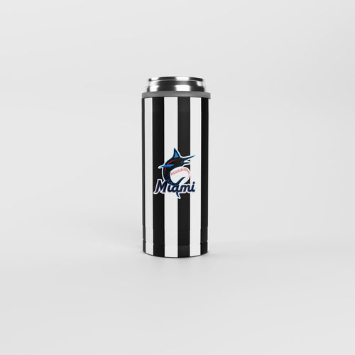 Product Image for Miami Marlins 12oz Striped Powdercoat SlimCan Coolie