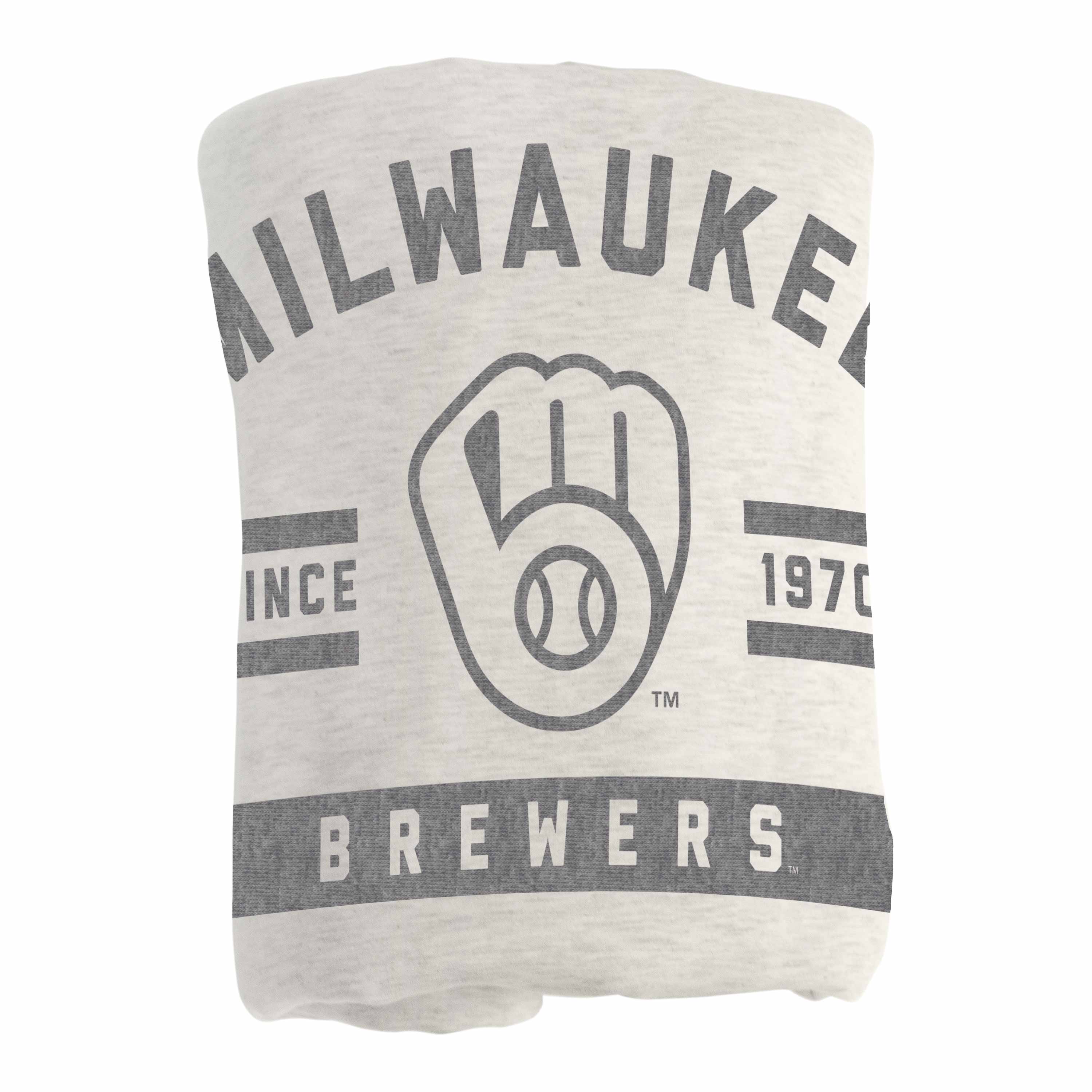 Milwaukee Brewers Oatmeal Sweatshirt Blanket - Logo Brands