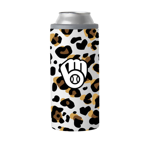 Product Image for Milwaukee Brewers 12oz Leopard Slim Can Coolie
