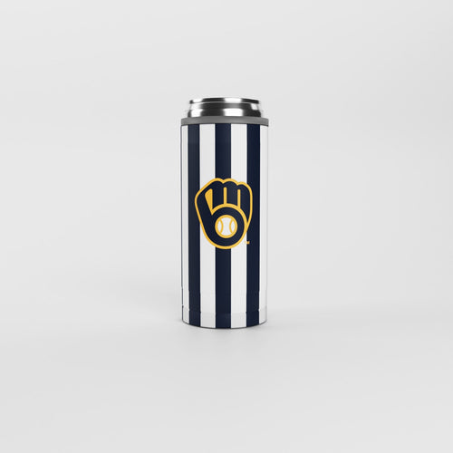 Product Image for Milwaukee Brewers 12oz Striped Powdercoat SlimCan Coolie