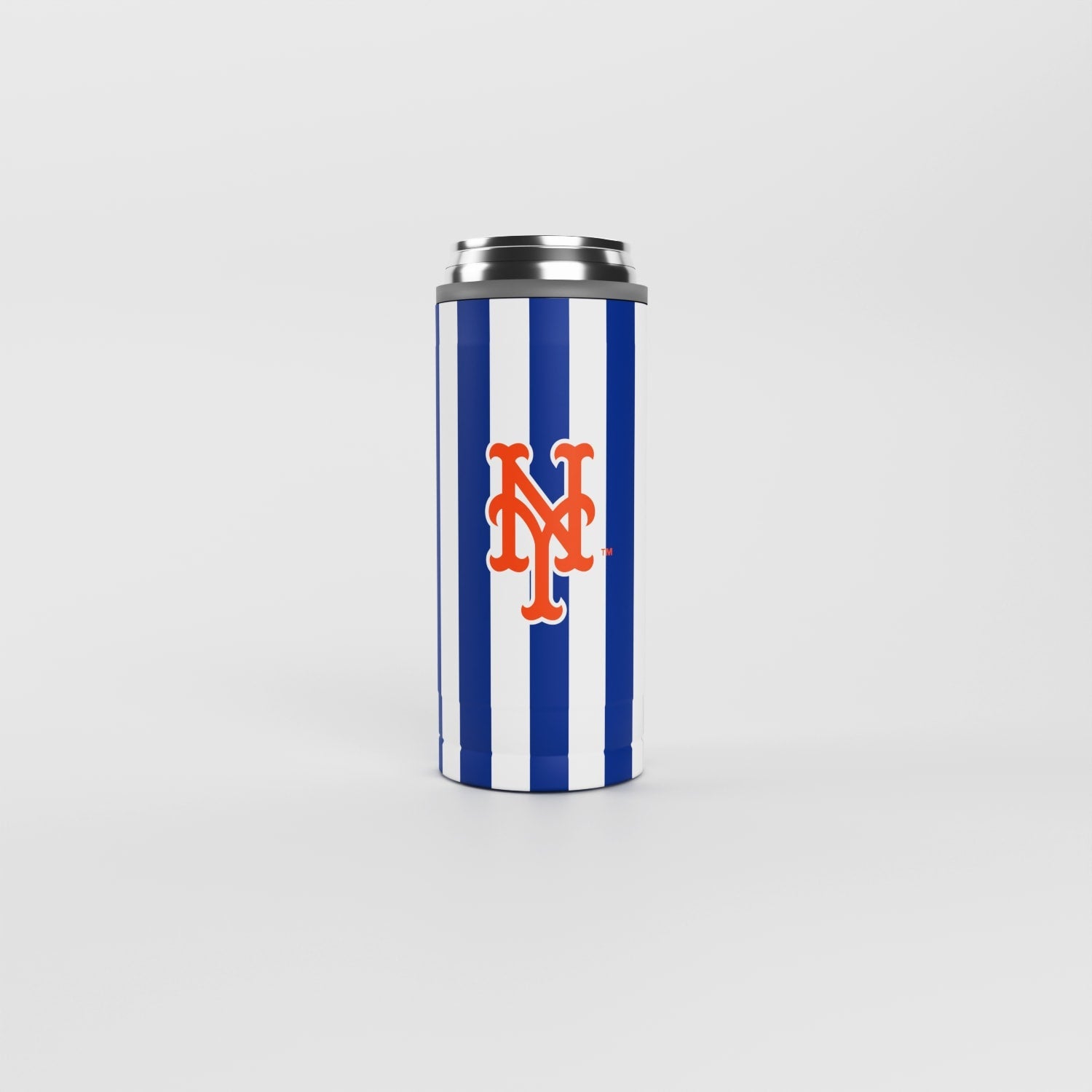 NY Mets 12oz Striped Powdercoat SlimCan Coolie