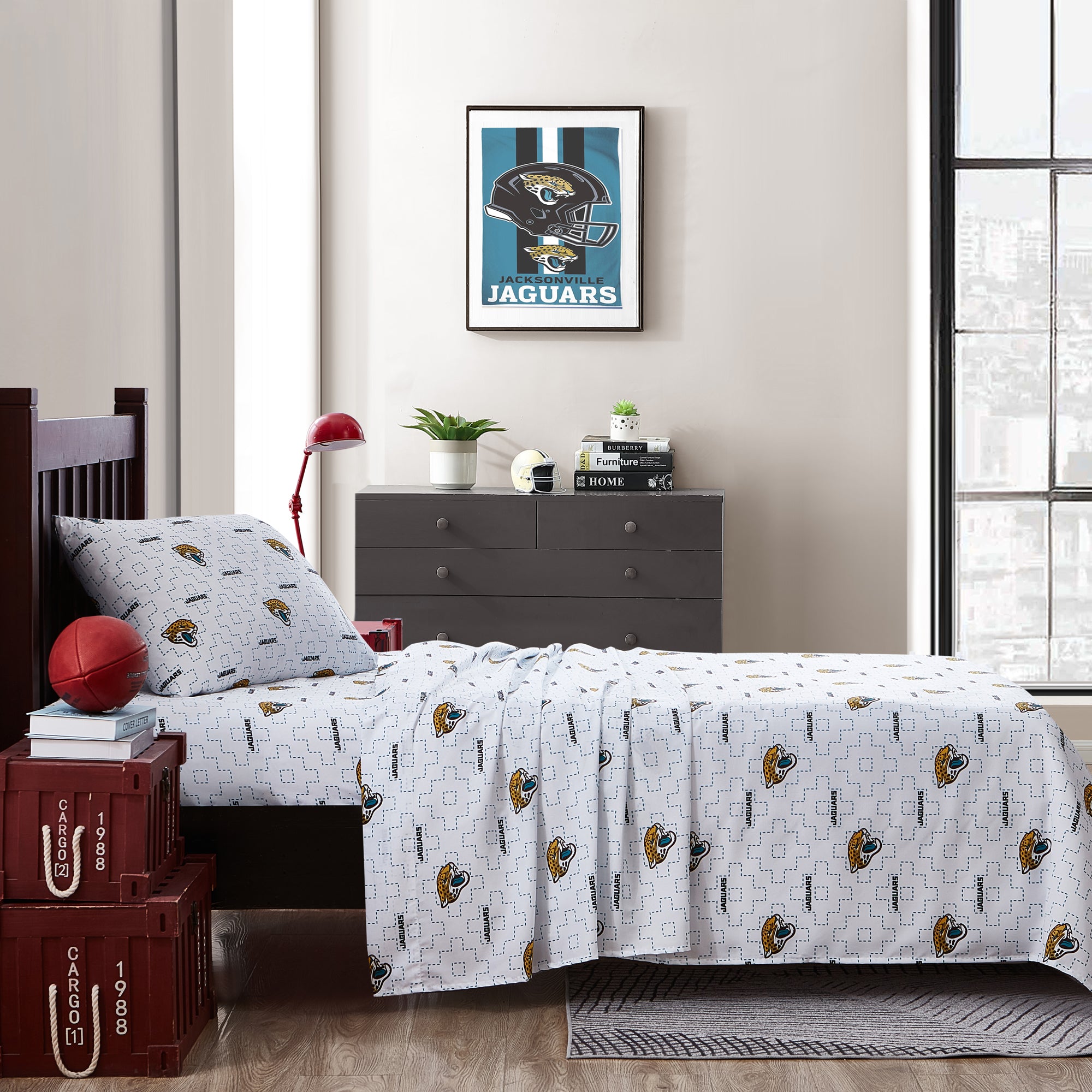 Jacksonville Jaguars Scatter Bedding Sheet Set Twin