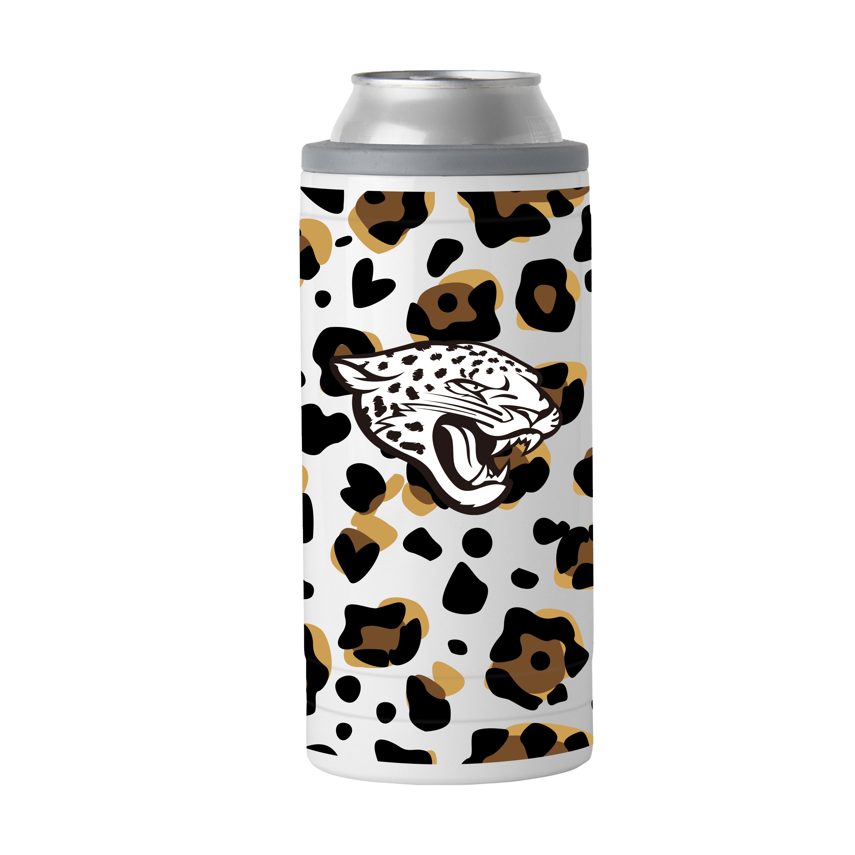 Jacksonville Jaguars 12oz Neutral Leopard Slim Can Coolie