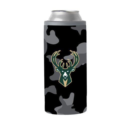 Product Image for Milwaukee Bucks Black Camo 12oz Slim Can Coolie