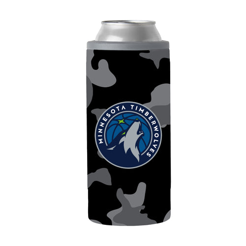 Product Image for Minnesota Timberwolves Black Camo 12oz Slim Can Coolie