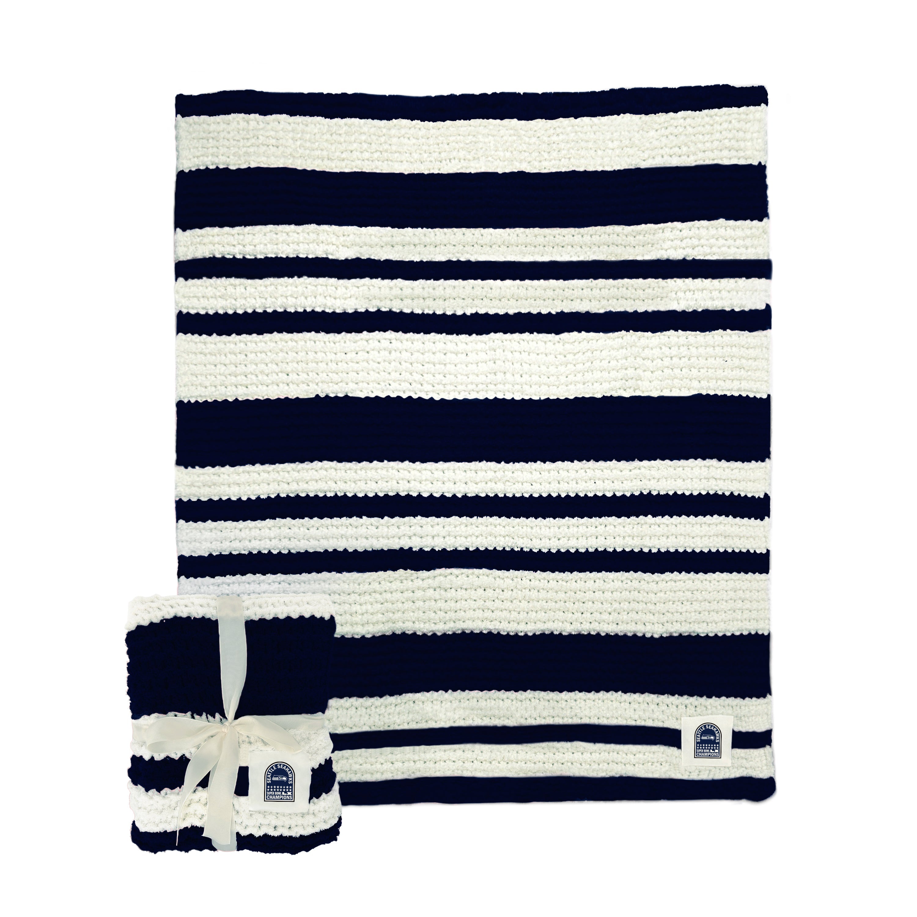 Seattle Seahawks 2026 Super Bowl Champions Cable Knit Throw - Logo Brands
