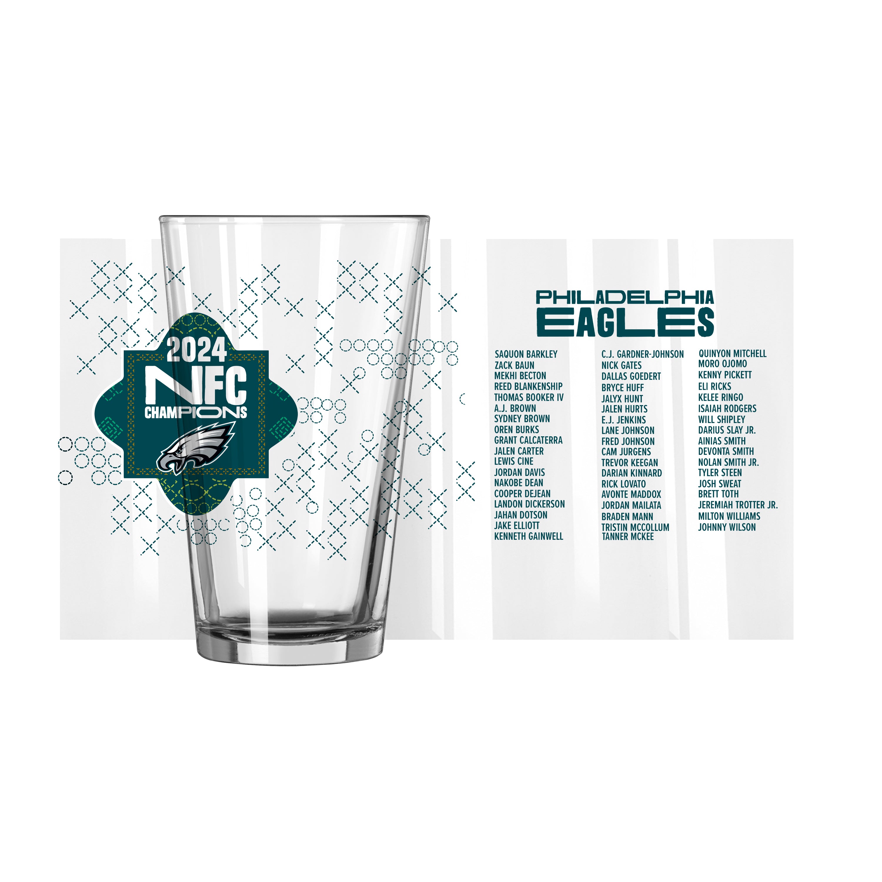 Philadelphia Eagles Conference Champs 16oz Roster Pint Glass