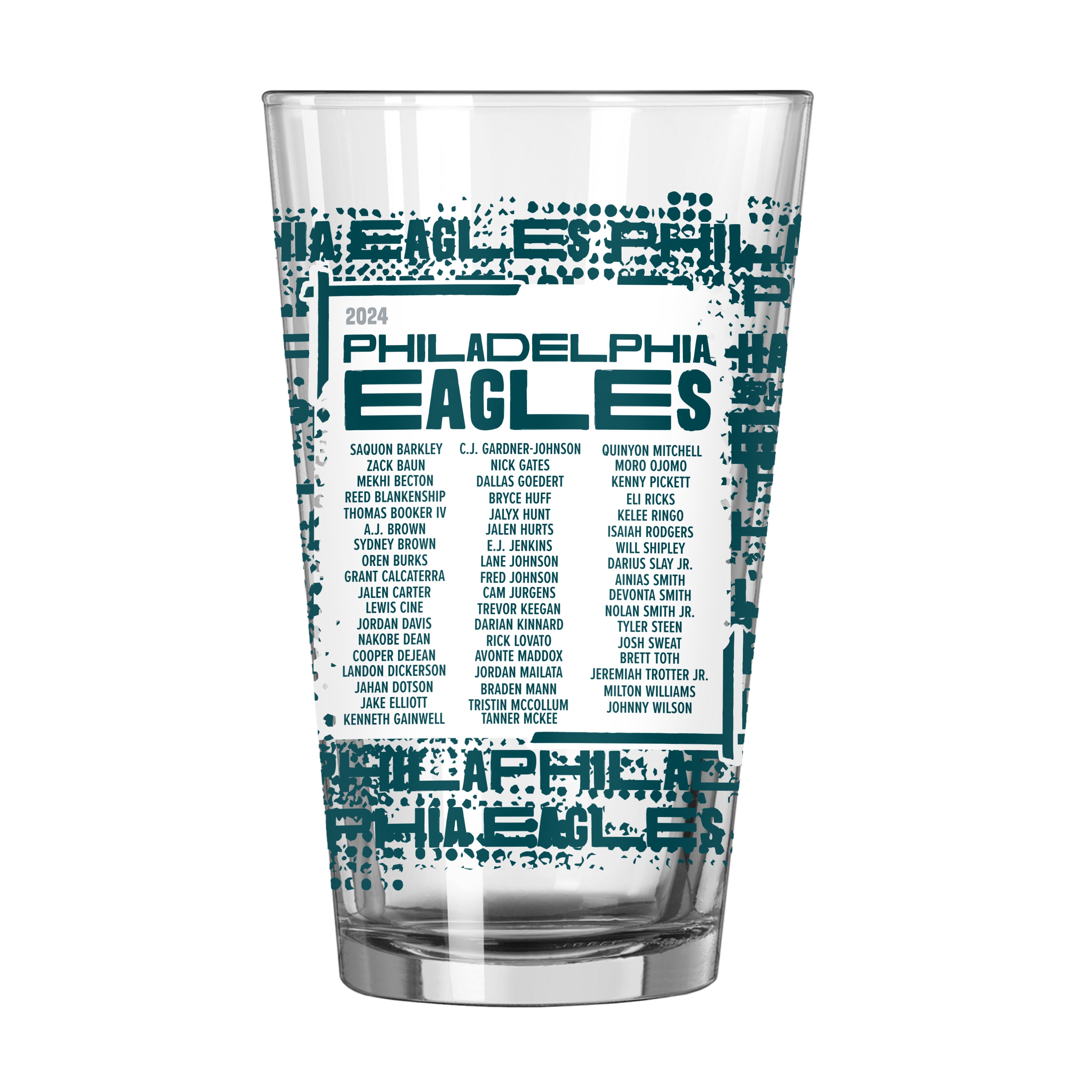 Philadelphia Eagles Super Bowl 59 Champions 16oz Roster Pint Glass