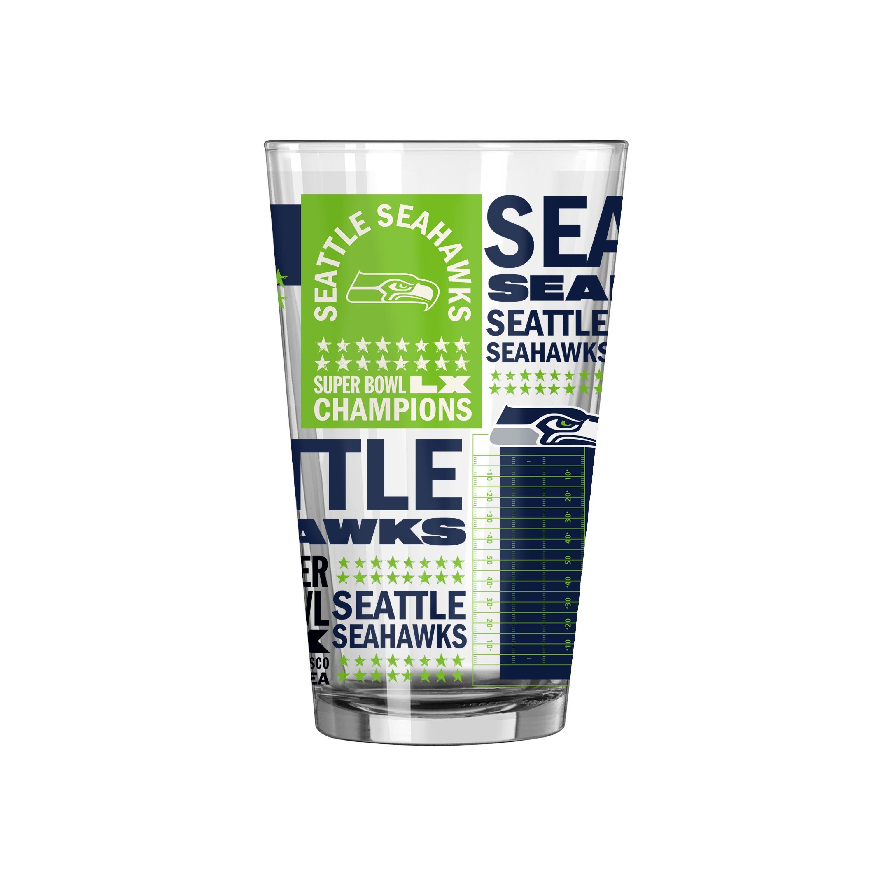 Seattle Seahawks 2026 Super Bowl Champions 16oz Wrap Pint Glass - Logo Brands