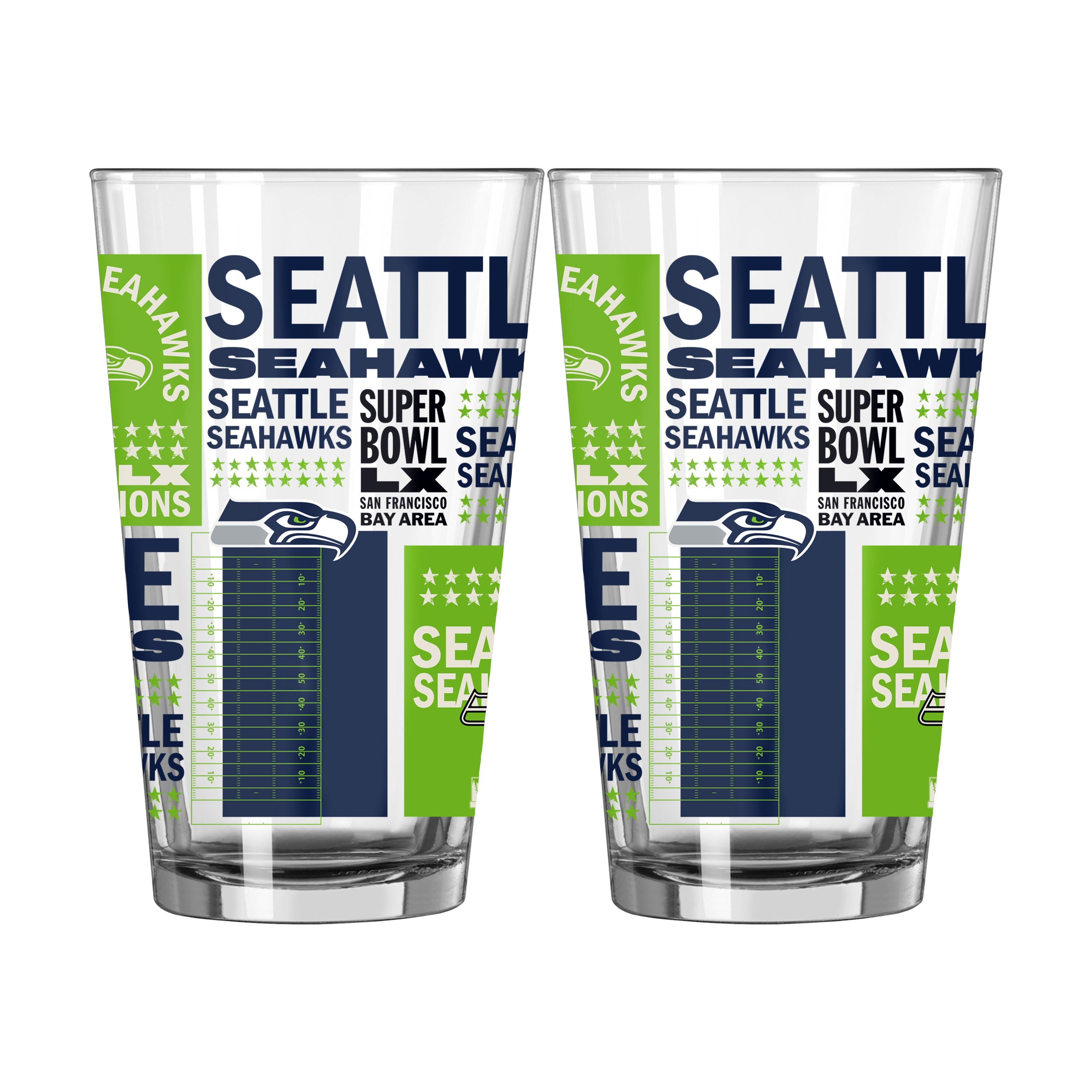 Seattle Seahawks 2026 Super Bowl Champions 16oz Wrap Pint Glass - Logo Brands