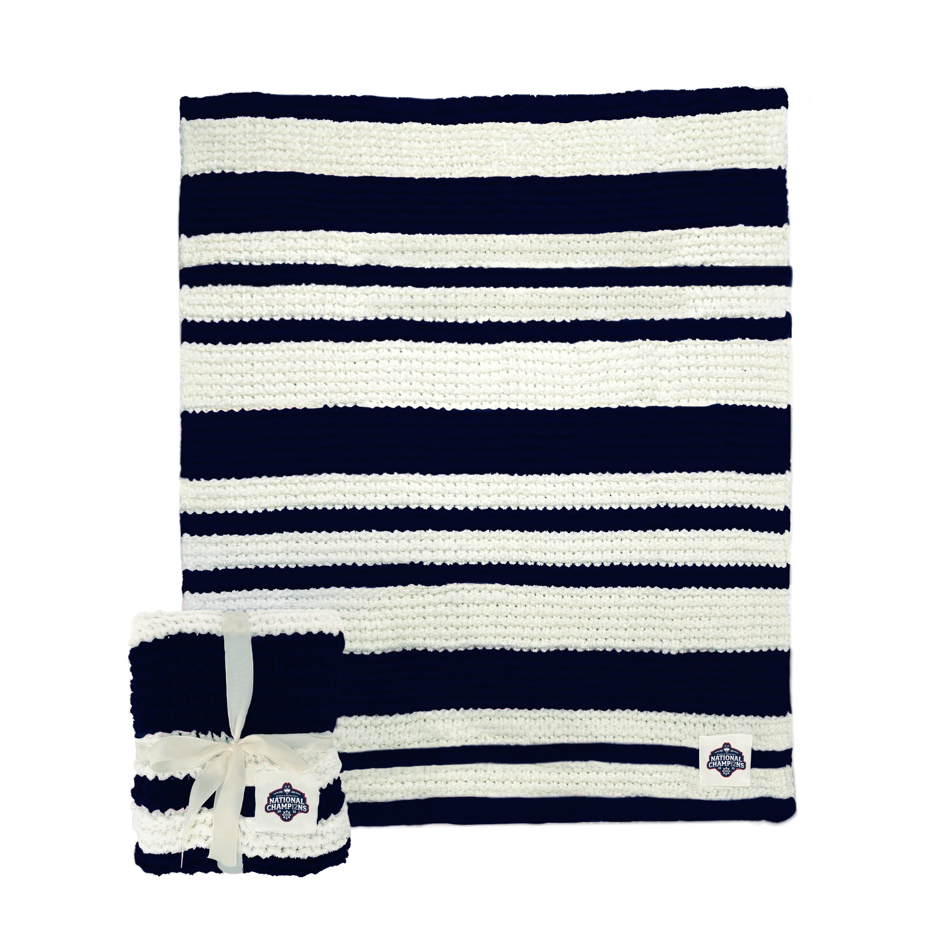 UCONN 2025 Womens Basketball Champions Cable Knit Throw