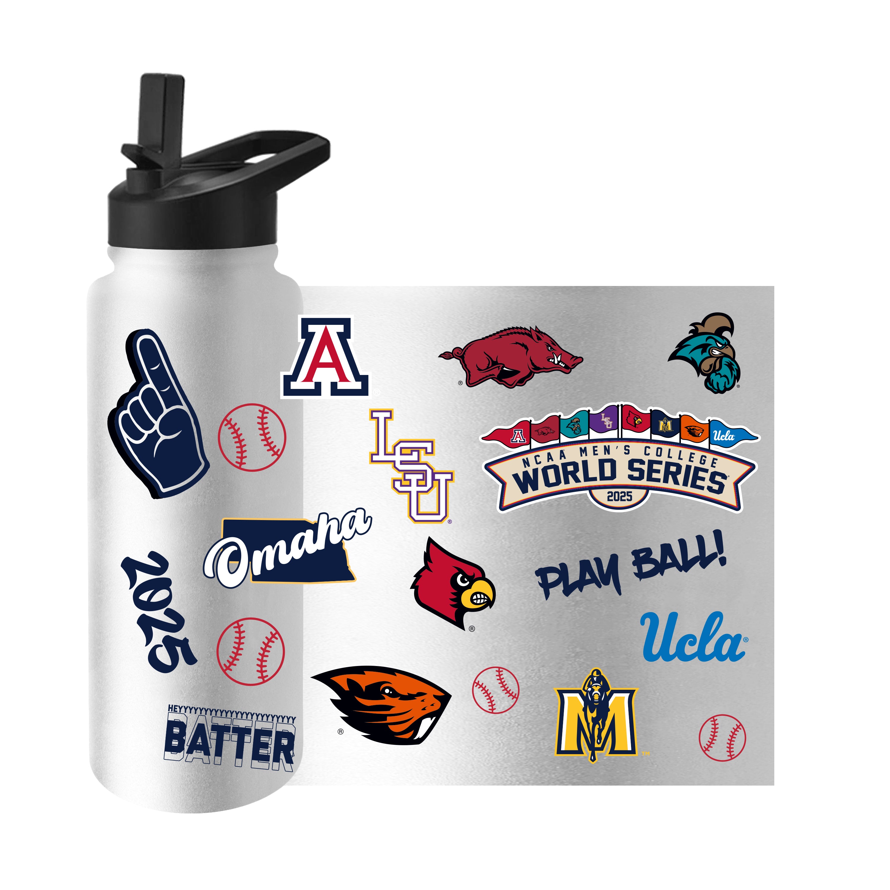 2025 NCAA Mens Baseball 8 Team 34oz Quencher Bottle