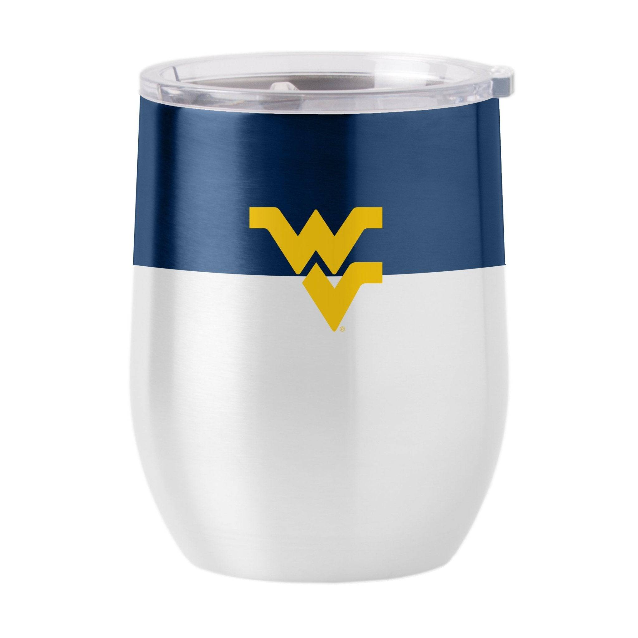 West Virginia Color Block 16 oz Stainless Curved Beverage - Logo Brands